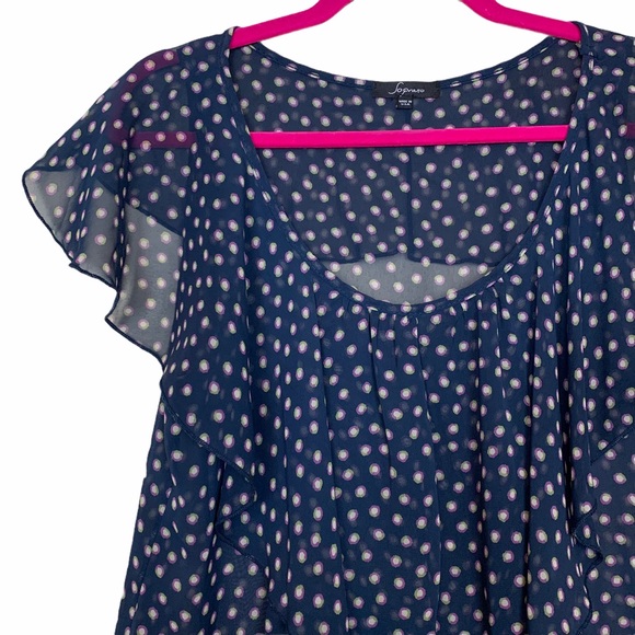 Soprano Ruffled Flowy PolkaDot Semi Sheer Blouse M - Picture 2 of 7
